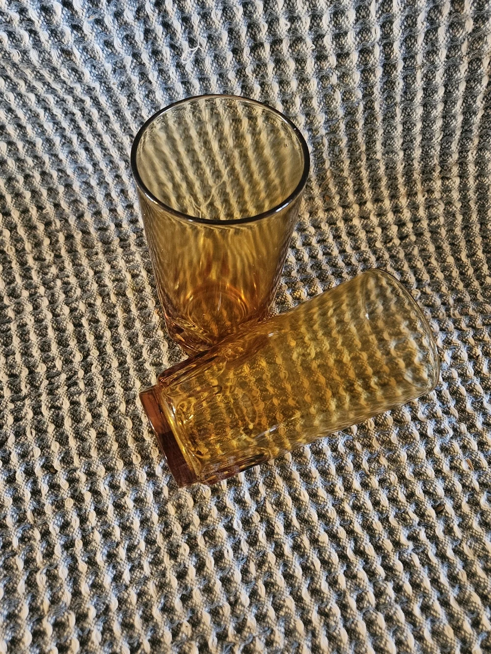 Amber Textured Glass Tumbler Set - 2 Pieces